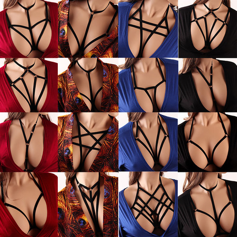 JLX.HARNESS Sexy Ladies Women Body Harness Bra Fetish Chest Bondage Lingerie Erotic Cage Bra Gothic Garter Belt Suspenders ► Photo 1/6