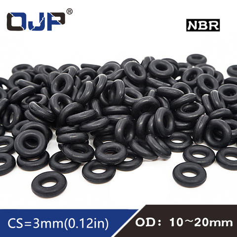50PC/lot Rubber Ring Black NBR Sealing O Ring OD10/11/12/13/14/15/16/17/18/19/20*3mm O-Ring Seal Gaskets Oil Ring Fuel Washer ► Photo 1/6