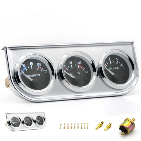 3 IN 1 Kit Gauges 52mm Water Temp Oil Pressure Oil Temp Gauges Chrome Housing With Sensor ► Photo 1/1