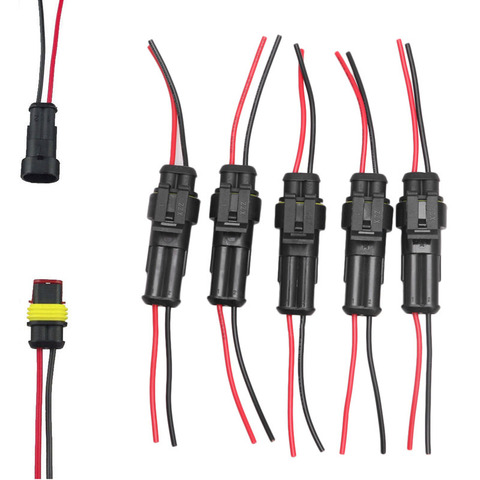 5Pcs/Kit 2 Pin Way Car Waterproof Electrical Connector Plug with Wire AWG Marine ► Photo 1/6