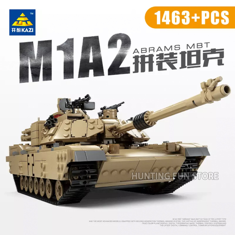 2in1 WW2 Military M1A2 Abrams MBT Army Tank Cannon Chariot Set Soldier Figures DIY Building Blocks Toys Kids Gift Creator Series ► Photo 1/6