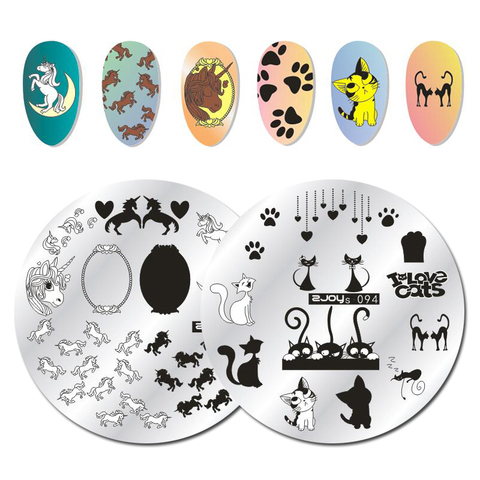 WAKEFULNESS Cartoon Anima Pattern Nail Art Stamping Plate Unicorn Cat Fish Image Template Stamp Manicure Nail Stencils ► Photo 1/6
