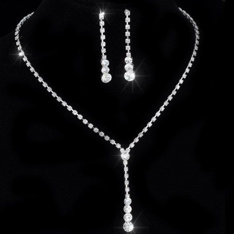 Crystal Tennis Drop Necklace Sets 14