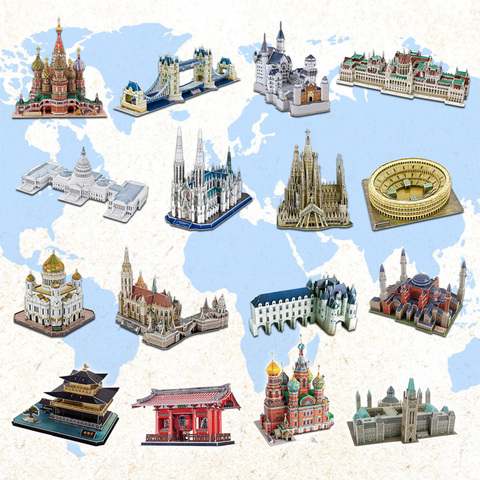 hot selling 3d difficult architecture Jigsaw puzzle model  paper diy learning&educational popular toys for boys & child & adult ► Photo 1/6