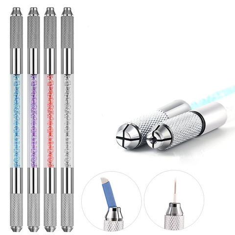 Manual Double Crystal Acrylic Tattoo Pen Microblading Permanent makeup Eyebrow Tools 2 usage For Flat or Round Needles ► Photo 1/6