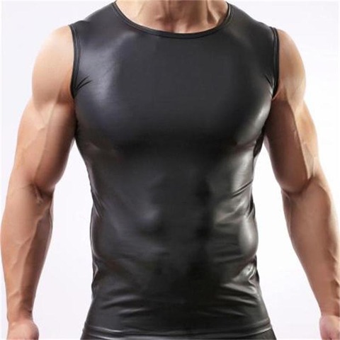 Sexy Muscle Tops for Men Faux Leather Sleeveless Tee T-shirts Tops Sex Gay  Undershirts Clubwear Costumes Party Clothing - Price history & Review, AliExpress Seller - Torture&Fun