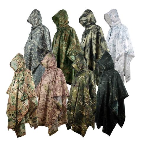 Outdoor military breathable camouflage Poncho jungle tactical raincoat birdwatching hiking hunting ghillie suit travel rain gear ► Photo 1/6