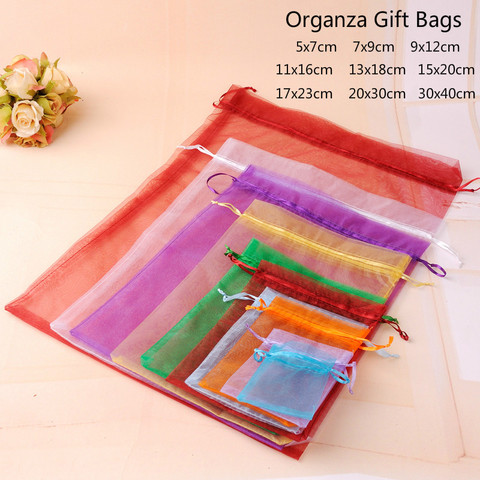 10pcs/lot (9 Sizes) Organza Gift Bag Jewelry Packaging Bag Wedding Party Decoration Favors Drawable Gift Bag&Pouches Baby Shower ► Photo 1/6