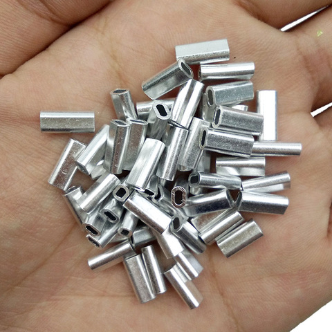 100pcs White Oval Aluminum Fishing Tube Fishing Wire Pipe Crimp Sleeves Connector Fishing Line Accessories ► Photo 1/2