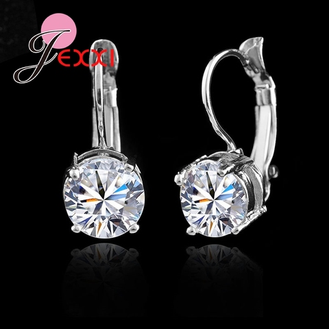 Hot Sale 925 Sterling Sliver Fashion Jewelry Shining Micro Clear Crystal Silver Clip Earrings For Women Party Factory Price ► Photo 1/4