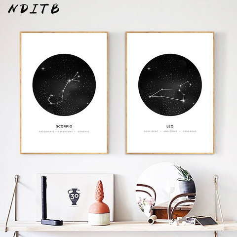 Constellation Nursery Wall Art Canvas Poster Prints Astrology Sign Minimalist Geometric Painting Nordic Kids Decoration Pictures ► Photo 1/6
