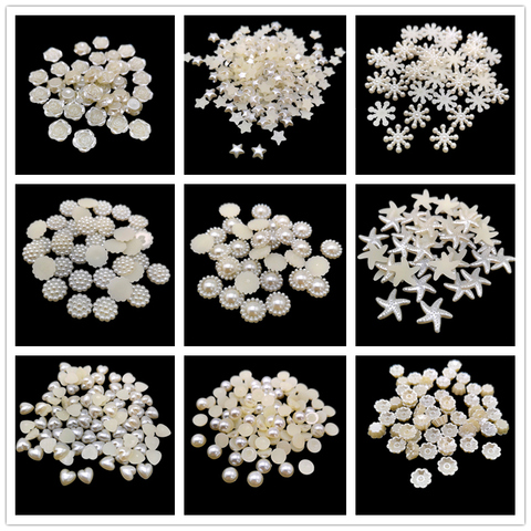 100pcs Ivory Color Flatback Half Round Pearl Craft ABS Imitation Pearl Resin Scrapbook Beads DIY Decorate ► Photo 1/5