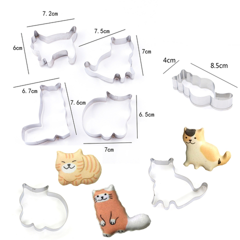 5pcs Cookie Cutters Moulds Stainless Steel Cute Animal Cat Shape Biscuit Mold DIY Fondant Pastry Decorating Baking Kitchen Tools ► Photo 1/6