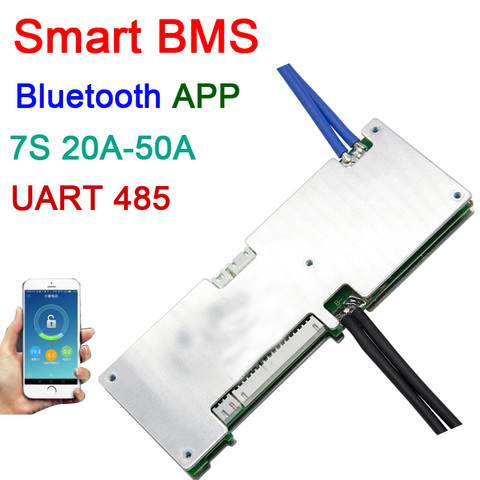 7S 24V 20A 30A 40A 50A smart Lithium li-ion battery protection board BMS system Bluetooth APP UART RS485 software monitor ► Photo 1/1