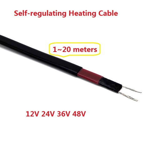 1~20 Meters 12V 24V 36V 48V DC Self-regulating Heating Cable Low Voltage Heat Trace Cable for Freeze Protection ► Photo 1/5