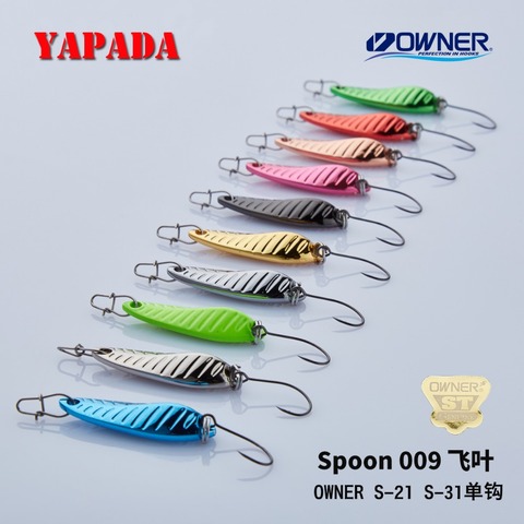 YAPADA Spoon 009 Fly Leaf 5g/7g OWNER Single Hook Multicolor 24-28mm Zinc alloy Metal Spoon Fishing Lures Trout ► Photo 1/6