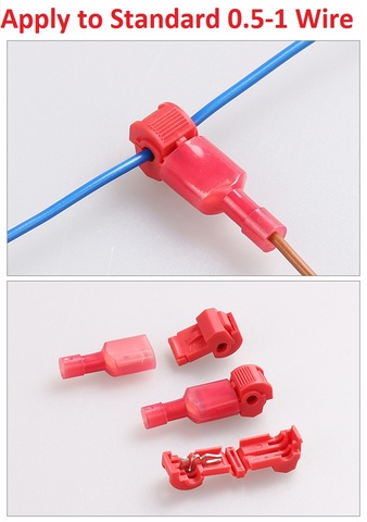 10pcs/lot L12 Red T Type Quick Splice Crimp Terminal Wire Convenient Connector For Standard 0.5-1 Wire Line Free Shipping ► Photo 1/3
