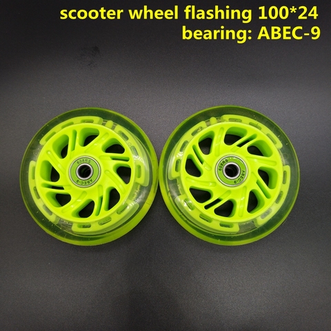 Free shipping scooter wheel flashing lighting wheel 100*24 mm 120 mm PU wheel ► Photo 1/3