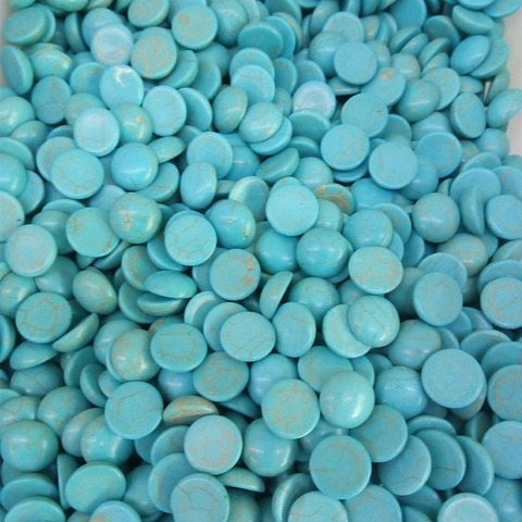 100pcs Semicircle Turquoises Beads Howlite Semi-precious Stone Dome Round Cabochon Flat Back Cabochons Half Round 3/4/6/7/8mm ► Photo 1/3