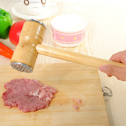 Creative High Quality Wood Loose Tenderizers Meat Hammer Pounders knock-sided for Steak Pork Kitchen Tools ► Photo 1/6