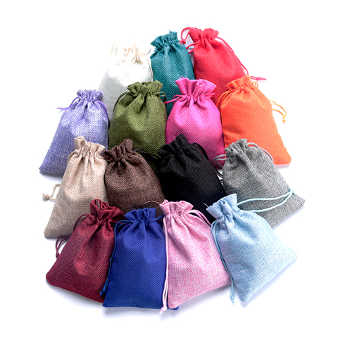 Hotsale 5pcs 7x9 10x14 13x18cm Small Jute Bags Bracelet Jewelry Packaging Bags Linen Drawstring Gift Bag Pouches Can Custom Logo ► Photo 1/6