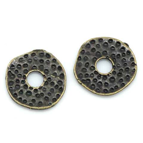 DoreenBeads Zinc Based Alloy Hammered Spacer Beads Round Antique Bronze Dot Carved About 11.5mm x 11mm, Hole:Approx 2.8mm, 20PCs ► Photo 1/3