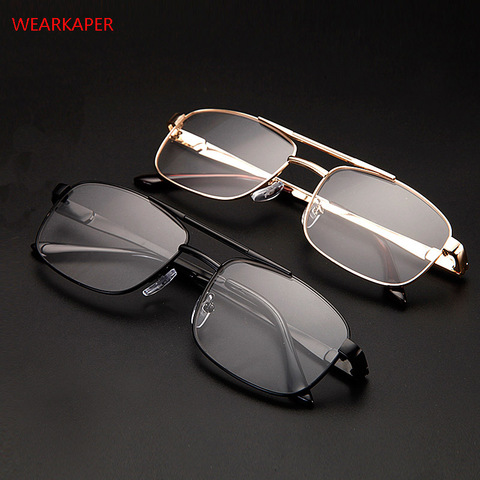 WEARKAPER Luxury  Vintage Stainless Steel Frame Reading Glasses Women Men Hyperopia Presbyopic Round Eyewear diopters 1.0 to 4.0 ► Photo 1/5