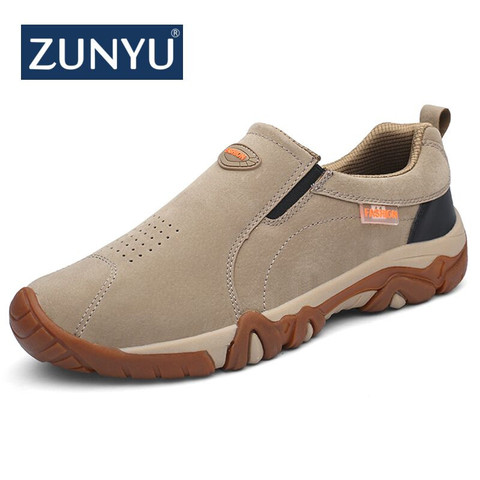 ZUNYU 2022 New Autumn Male Shoes Adult Breathable Leather Male Loafers Outside Non Slip Rubber Sole Sneakers Men Casual Shoes ► Photo 1/6