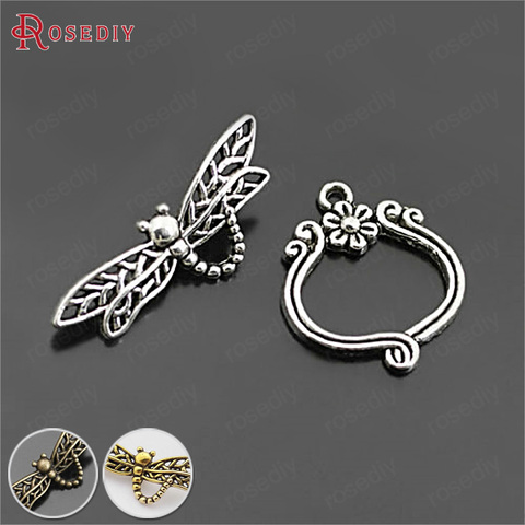 (26903)10 Sets,Antique Style Plated Zinc Alloy Bracelet Clasps Dragonfly Toggle Clasps Jewelry Findings Accessories wholesale ► Photo 1/5