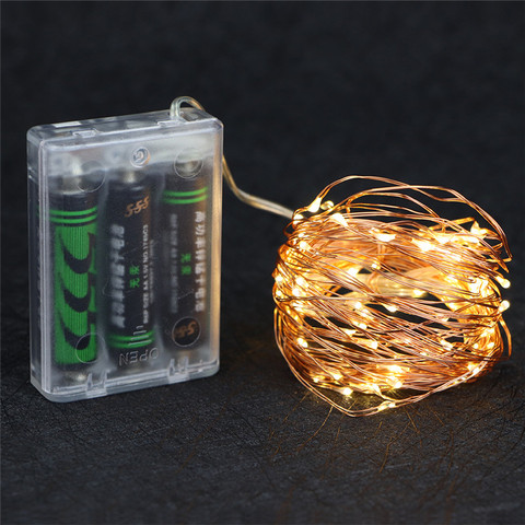 SICCSAEE 2M 5M 10M 100 Led Strings Copper Wire 3XAA Battery Operated Christmas Wedding Party Decoration LED String Fairy Lights ► Photo 1/6