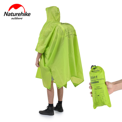 Naturehike Single Person Poncho Raincoat Backpack Cover Outdoor Awning Camping Mini Tarp Sun Shelter 20D Silicone 210T Taffeta ► Photo 1/6