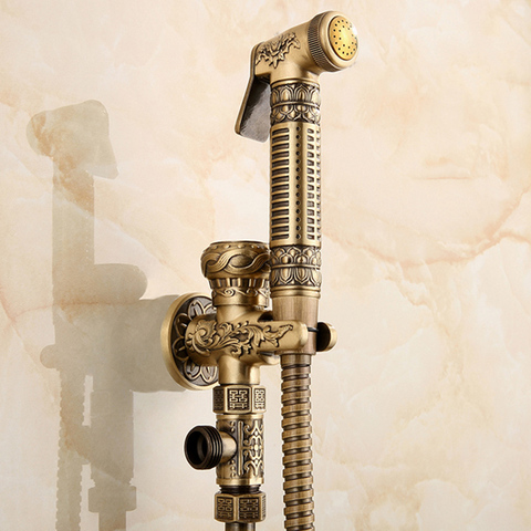 Toilet Bidet Faucets Single Cold Bathroom Toilet Shower Blow-fed Spray Gun Nozzle Bidet Faucets Bathroom Hardware Antique Carved ► Photo 1/6