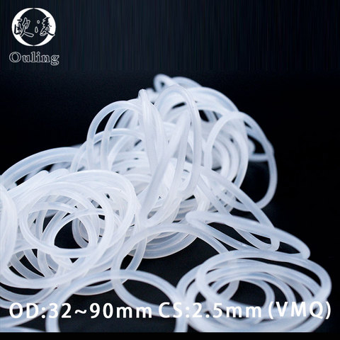 White Rubber Ring Silicone/VMQ O ring Seals 2.5mm Thickness OD32/34/35/38/40/42/44/45/48~90mm Silicon Oring Seal Gasket Washer ► Photo 1/6