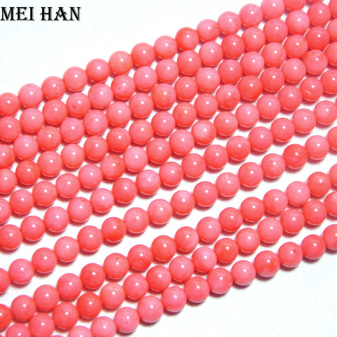 Meihan wholesale (3 strands/set) natural A pink coral 5.5-6mm round loose beads for jewerly making ► Photo 1/2
