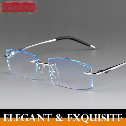 Rimless Titanium Diamonds Cutting Prescription Glasses Male Colored Lenses Optical Frame ► Photo 1/2