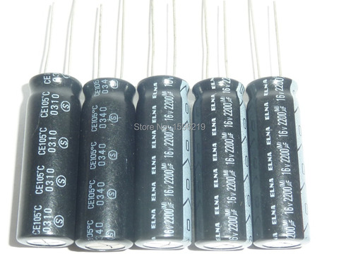 10pcs 2200uF 16V ELNA 10x30mm TOP GRADE Original 16V 2200uF Aluminum Electrolytic capacitor ► Photo 1/3