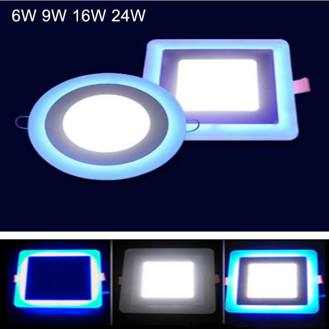 6W 12W 16W 24W led Ceiling Recessed panel Light Painel lamp decoration round square Led Panel Downlight Blue+White 2 color ► Photo 1/5
