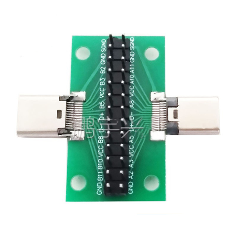 Male to Female Type c Test  PCB board Universal board with USB 3.1 Port 20.6*36.2MM Test board with pins ► Photo 1/3