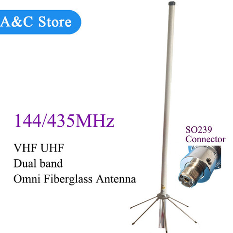 UV 144/435Mhz two band vhf uhf dual band omni fiberglass base antenna SO239 SL16-K outdoor repeater walkie talkie antenna ► Photo 1/6