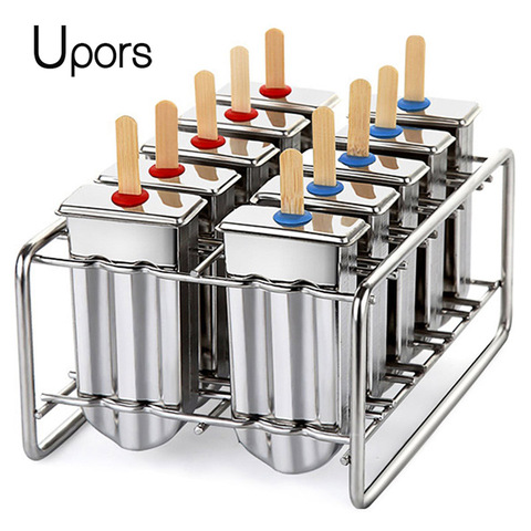 UPORS Stainless Steel Popsicle Mold Rack Ice Lolly Mold Frozen Lolly Popsicle Maker Homemade Ice Cream Mold with Popsicle Holder ► Photo 1/6