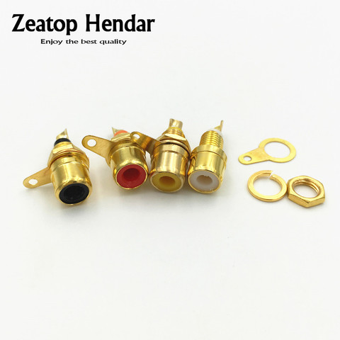 4Pcs Gold Plated Metal RCA Phono Chassis Panel Mount Female Input Socket Solder Connectors ► Photo 1/3