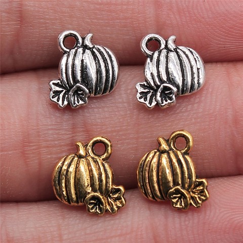 WYSIWYG 20pcs Charms Pumpkin Fall Thanksgiving Halloween 10x10mm Tibetan Pendants Crafts Making Findings Antique DIY Jewelry ► Photo 1/3