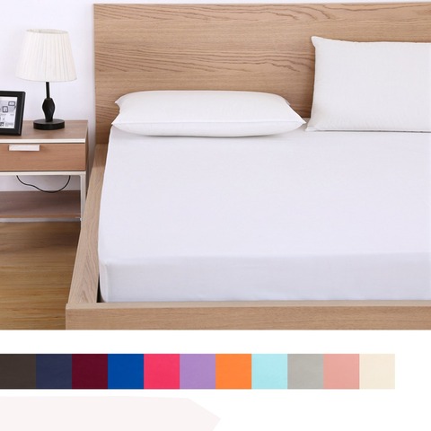 Solid Fitted Sheet Mattress Cover with all-around Elastic Rubber Band Bed Sheet ► Photo 1/5