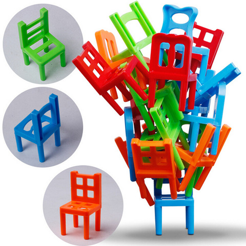 Family Board Game Children Educational Toy Balance Stacking Chairs Chair Stool Game 18 PCS Chair monkey deal ► Photo 1/4