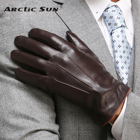 Top Quality Genuine Leather Gloves For Men Thermal Winter Touch Screen Sheepskin Glove Fashion Slim Wrist Driving EM011 ► Photo 1/6