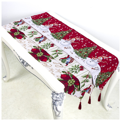 34x180cm Christmas Table Runner Mat Tablecloth Christmas Flag Santa Claus Tapestry Red Table Runners Home Decorative ► Photo 1/6