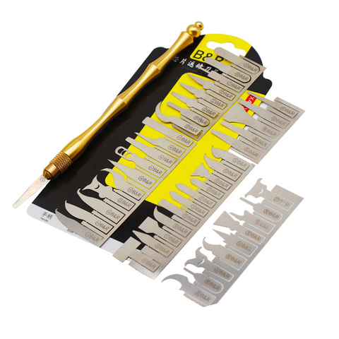 43 in 1 IC Chip CPU Remover Titanium Alloy Handle with 43pcs Blades for iPhone Motherboard NAND Flash BGA Repair Tool Kit ► Photo 1/6