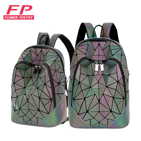 New Women Backpack Geometric Folding Bag Small Students School Bags For Teenage Girls Luminous Backpacks Hologram Daily Backpack ► Photo 1/6
