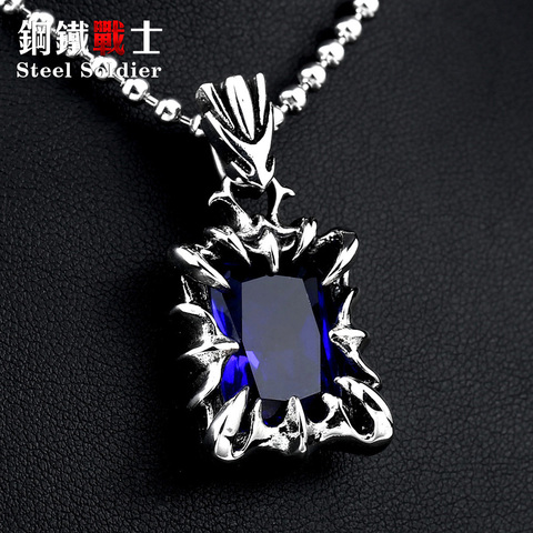 steel soldier stainless steel blue green stone pendant necklace women fashion gift jewelry dropshiping new arrival 2022 ► Photo 1/6