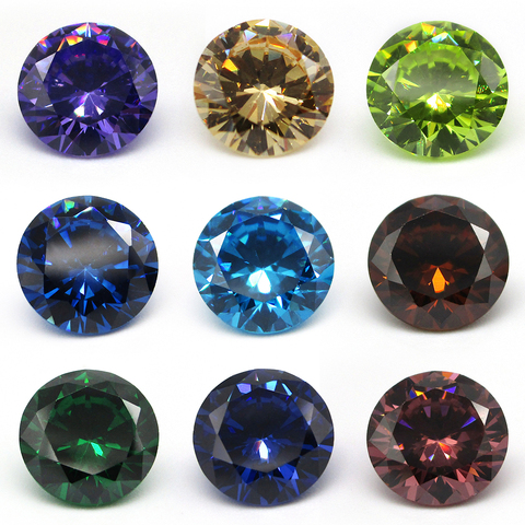 Free Shipping 1.0~10.0mm 5A Seablue, Green, Coffee, Dark Blue Cubic Zirconia Stone Round Cut CZ Stone Synthetic Gems For Jewelry ► Photo 1/2